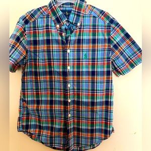 Ralph Lauren, plaid, button down boys shirt. Size 8. Very gently worn!